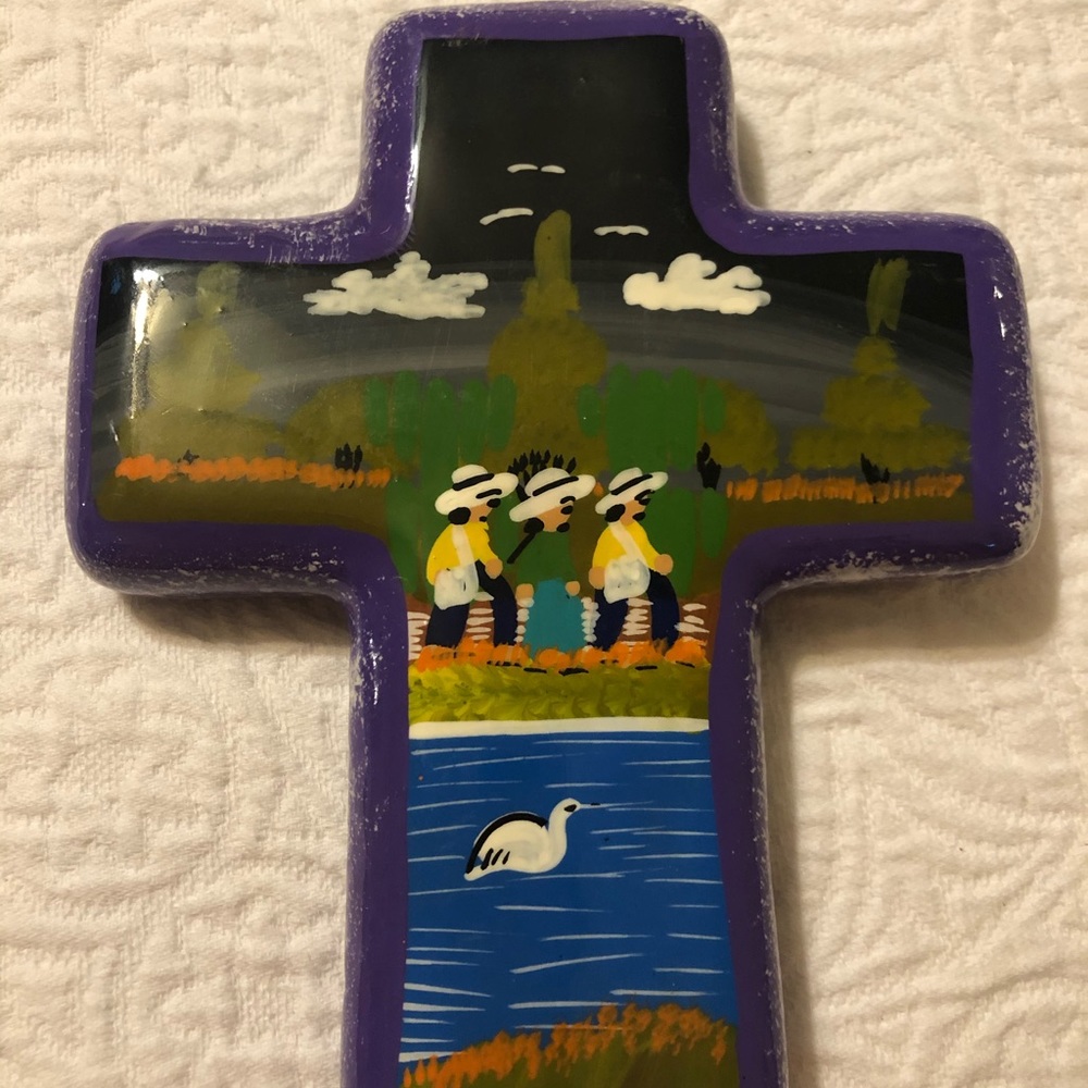 Ceramic wall hanging cross. Made of ceramic clay - Picture 6 of 7